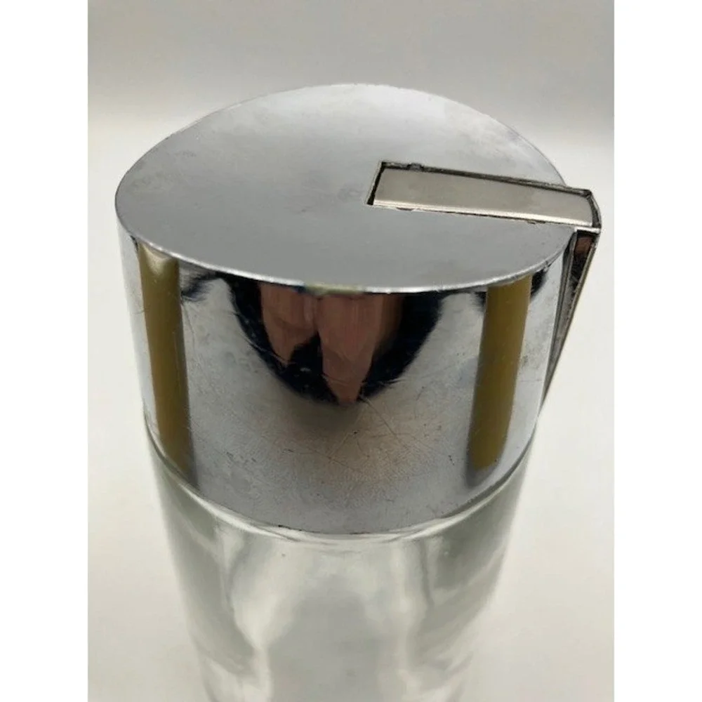 Vintage Aluminum Salt Pepper Shaker Set With Glass Sugar Dispenser Kitchen Decor